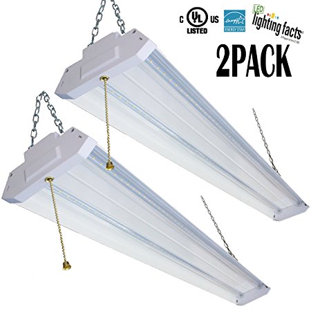 OOOLED Utility LED Shop light,4FT(2pk.) , Aluminum Housing, 42W 4500LM 5000K Coollight White, With Pull Chain (ON/OFF),Linear Worklight Fixture with Plug,Energy Star UL Listed (5000K Coollight)