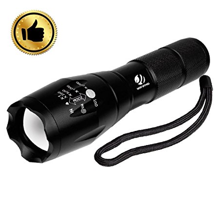 Tactical Flashlight, YIFENG XML T6 Ultra Bright LED Taclight with Adjustable Focus and 5 Light Modes for Camping Hiking Emergency