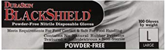 Liberty Glove & Safety 2015W-L DuraSkin BlackShield 5 Mil Large Nitrile Powder-Free Disposable Gloves, (Pack of 100)