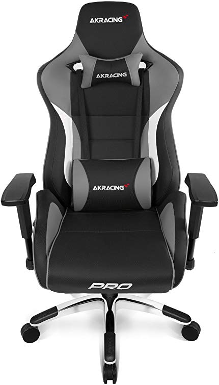 AKRacing Masters Series Pro Luxury XL Gaming Chair with High Backrest, Recliner, Swivel, Tilt, 4D Armrests, Rocker & Seat Height Adjustment Mechanisms, 5/10 Warranty - Grey