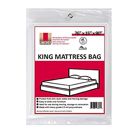 UBOXES Moving Supplies King Size Mattress Cover/Bag 76" x 15" x 90" (KINGCOVER01)