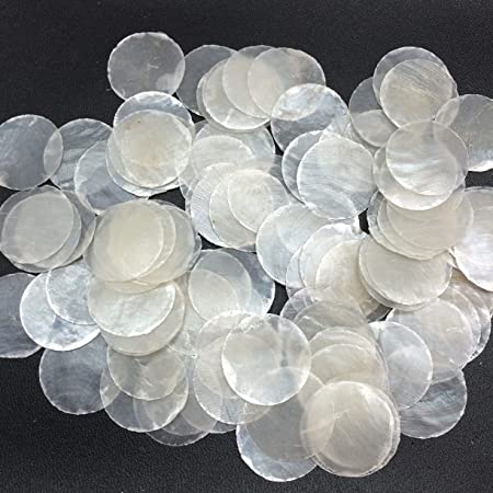 PEPPERLONELY 100 PC Round Natural Capiz Sea Shells, 1-1/2 Inch
