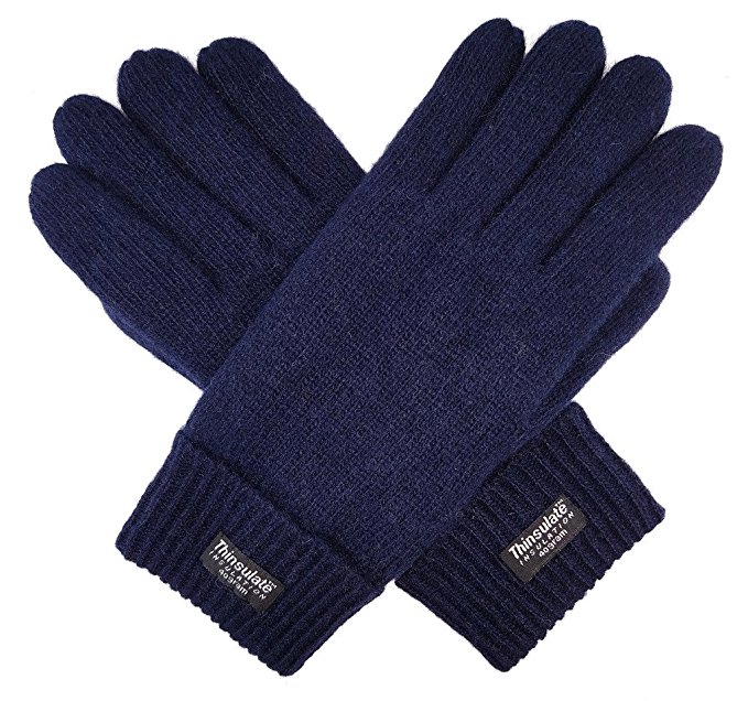 Bruceriver Men's Wool Knitted Basic and Touchscreen Gloves with Thinsulate Lining