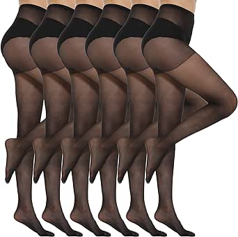 Yilanmy 6er-Pack Strumpfhosen Für Damen 20 Den Transparent Matt Hohe Taille Feinstrumpfhose