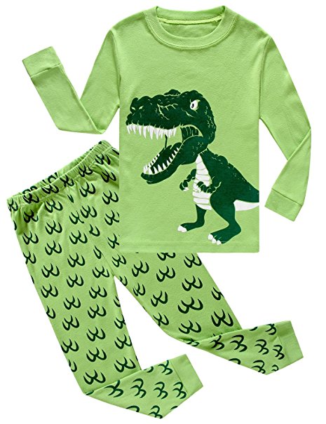 Boys Pajamas Dinosaur Little Kids Pjs Sets 100% Cotton Toddler Sleepwears