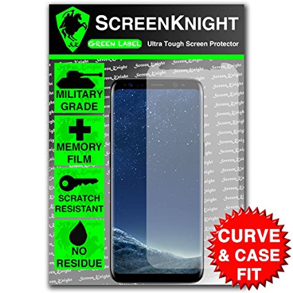 ScreenKnight Samsung Galaxy S8 Screen Protector - Curved & Case Fit - Front Military shield