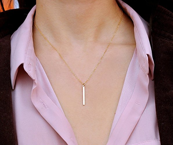 Vertical Bar Necklace, Silver Thin Bar Necklace, Personalized Initial Necklace, Minimal Skinny Bar Necklace, Delicate Layering Necklace