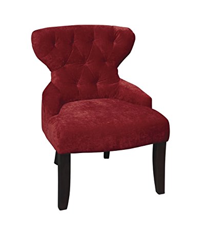 Office Star Curves Hour Glass Accent Chair with Espresso Finish Solid Wood Legs, Vintage Grenadine Fabric