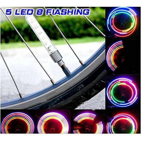 Pellor Waterproof Shockproof 5 LED 7 Mode Cycling Bike Motor Car Tire Spoke Valve Wheel Cap Alarm LED Neon Light Lamp
