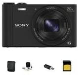 Sony Cyber-Shot DSC-WX350 Digital Camera, 18.2MP, 20x Optical Zoom, Black - Bundle with 16GB Class 10 SDHC Card, Lowepro Case, Cleaning Kit, SD Card Reader