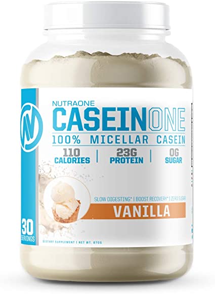 CaseinOne Casein Protein Powder by NutraOne – No Sugar 100% Casein Protein Powder (Vanilla – 1.91 lbs.)
