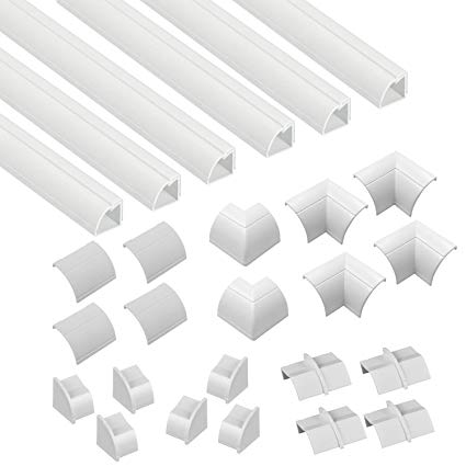 D-Line Quarter Round Cable Raceway, Self-Adhesive Baseboard Molding Alternative, White, 6 x 6.5ft Lengths Per Pack