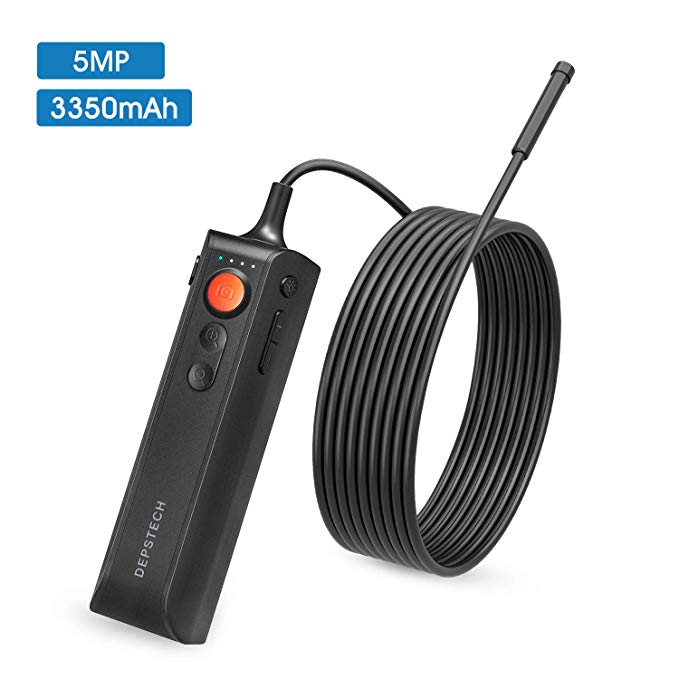 DEPSTECH Upgrade Wireless Endoscope, 8.5mm Ultra-Thin HD 5.0 MP Borescope, Zoomable Snake Inspection Camera, Working with Android & iOS Smart Phone & Tablet