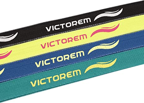 Victorem Pull Up Assistance Bands Set - Set of 4 Long Fabric Resistance Bands for Home - Sturdy Stretch Bands for Home Exercise, Stretching - Fitness Bands with Bag and Workout Guide