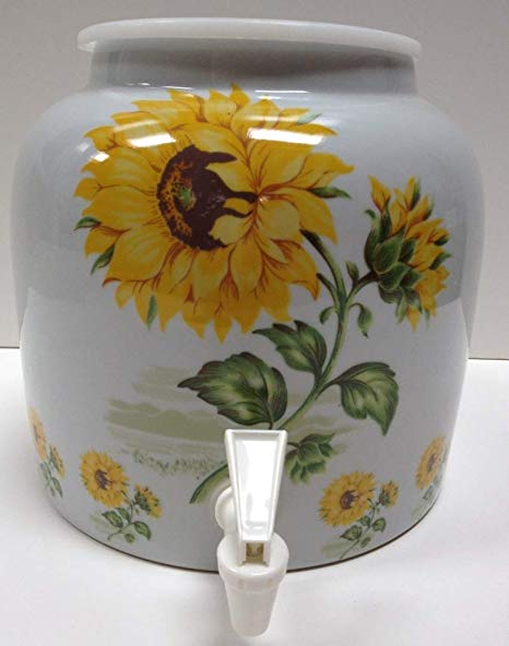 Ceramic Water Crock Dispenser - Sunflower Design