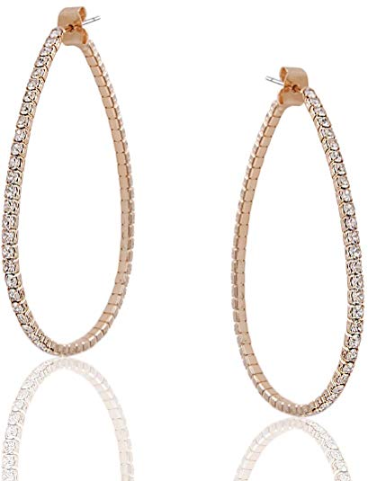 Humble Chic Simulated Diamond Big Hoop Earrings - Rhinestone CZ Crystal Extra Large Statement Bridal Ear Jacket Loops for Women