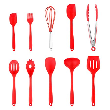 AOZBZ 10PCS Heat Resistant Silicone Cookware Set Nonstick Cooking Tools Kitchen & Baking Tool Kit Utensils Spoon Turner Accessories