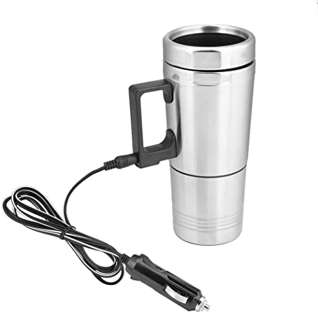 Qiilu Heated Travel Mug 12V 200ml Electric Car Kettle Boiler Stainless Steel Heating Cup Coffee Tea Warmer Cup