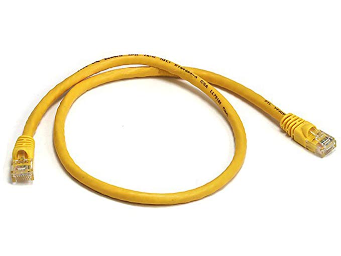 Monoprice 2FT 24AWG Cat5e 350MHz UTP Ethernet Bare Copper Network Cable - Yellow