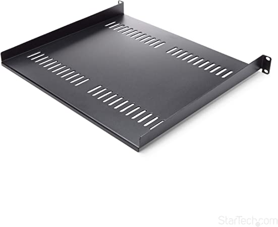 StarTech.com 1U Vented Server Rack Mount Shelf - 16in Deep Steel Universal Cantilever Tray for 19" AV & Network Equipment Rack - 44lbs (CABSHELF116V)