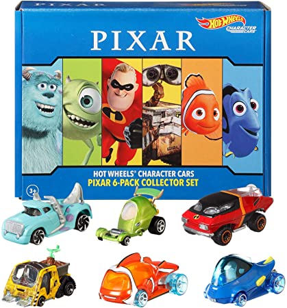 Hot Wheels Character Cars 6-Pack: Disney and Pixar, 6 1:64 Vehicles for Collectors and Kids 3 Years Old & Up