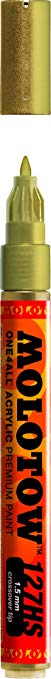 Molotow ONE4ALL Acrylic Paint Marker, 1.5mm, Metallic Gold, 1 Each (127.506)