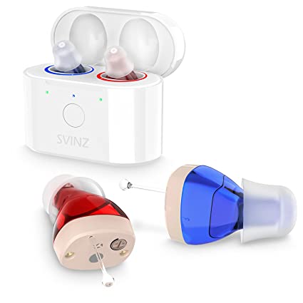 Hearing Aids for Seniors, Svinz Rechargeable Hearing Amplifier, Nano Hearing Aid Earbuds for Adults, Invisible In-the-ear Design and Pocket to Go