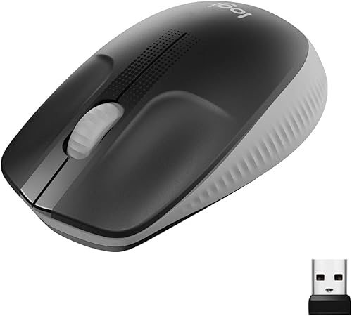 Logitech Wireless Mouse M190, Full Size Ambidextrous Curve Design, 18-Month Battery with Power Saving Mode, USB Receiver, Precise Cursor Control   Scrolling, Wide Scroll Wheel, Scooped Buttons - Grey