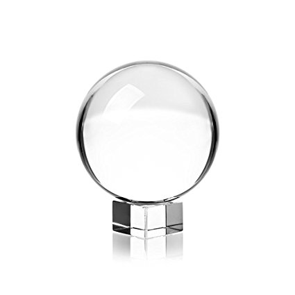 Clear Crystal Ball with Stand, MerryNine Magic K9 Orb Sphere Bezircle (2" DIA, K9 Clear)