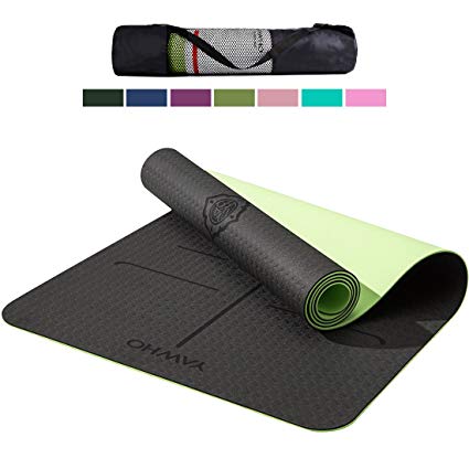 YAWHO Yoga Mat Eco Friendly Material SGS Certified Ingredients TPE Specifications 183 cm X 66 cm Thickness 6 mm Non-Slip Extra Large Yoga Mat with Carry Strap and Carry Bag