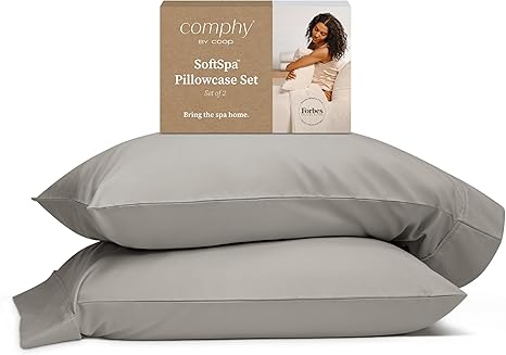 Comphy by Coop SoftSpa Pillowcase Set of 2, Dove Grey Super Soft Pillow Cases King, Pillow Cases, Luxury Spa Quality Pillowcases, Hotel Pillow Cases, Breathable Pillow Case for Bed Pillows