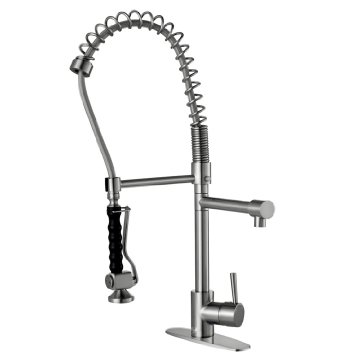 VIGO Zurich Single Handle Pull-Down Spray Kitchen Faucet with Deck Plate, Stainless Steel