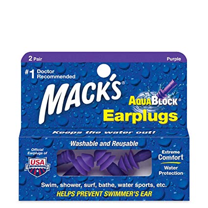 Macks Soft Flanged Aqua Block Earplug Purple 2 Pair
