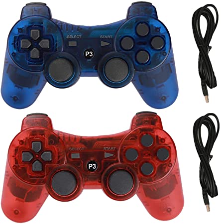 Wireless Controllers for PS3 Playstation 3 console (ClearRed and ClearBlue)