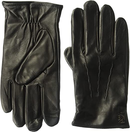 Ike Behar mens Lambswool Lined Leather Touchscreen Gloves