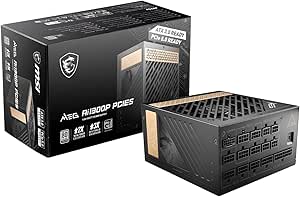 MSI MEG Ai1300P PCIE5 Bloc d'alimentation, Prise EU, 1300W, 80 Plus Platinum, ATX 3.0 100% Modulaire, Support GPU PCIe 5.0, Condensateurs Japonais, Gaming Intelligence, Câbles Gainés, Garantie 10 Ans