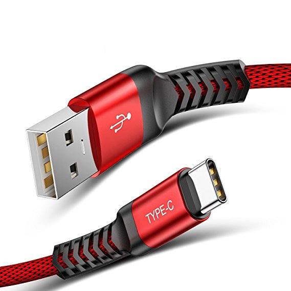 ULTRICS USB C Cable, 1M Type C to USB 3.0 5Gbps Data Transfer Sync Lead Durable Fast Charging Braided Charger Cord for Samsung S8, S8 Plus Note 8 LG Pixel Nexus Nintendo Switch Apple MacBook - Red