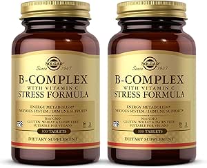 Solgar B-Complex with Vitamin C Stress Formula - 100 Tablets, Pack of 2 - Non-GMO, Vegan, Kosher, Halal & Gluten Free - 100 Total Servings