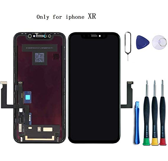 Premium Screen Replacement Compatible with iPhone XR Screen Replacement 6.1 inch (Model A1984, A2105, A2106, A2108) Touch Screen Display digitizer Repair kit Assembly with Complete Repair Tools.