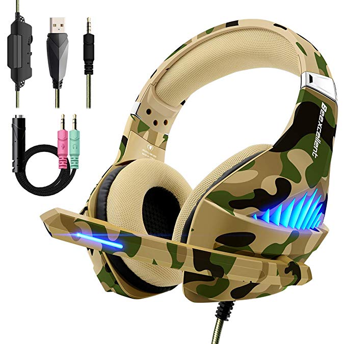 Gaming Headset for PS4 Xbox One, Beexcellent Deep Bass Gaming Headphones with Microphone Stereo Sound Noise Isolation and Volume Control Over-Ear Headset for PC Laptop Mac Smartphone