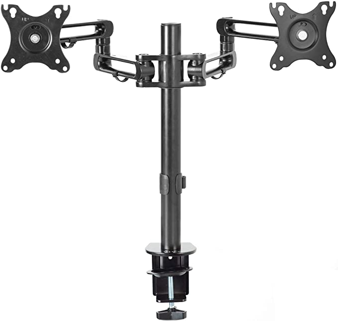 VIVO Full Motion Aluminum 17 to 32 inch Dual Monitor Desk Mount Stand with Articulating Arm Joints | Fits 2 Screens, Max VESA 100x100 (STAND-V102Y)