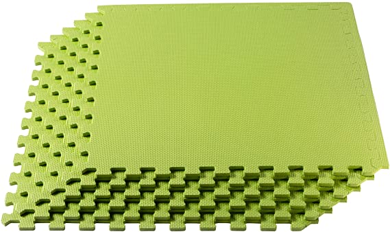 We Sell Mats 3/8 Inch Thick Multipurpose Exercise Floor Mat with EVA Foam, Interlocking Tiles, Anti-Fatigue for Home or Gym, 24 in x 24 in