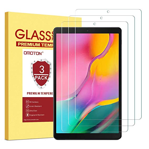 OMOTON [3 Pack] Screen Protector for Samsung Galaxy Tab A 10.1 2019 Release SM-T510, Tempered-Glass/Scratch-Resistant/Bubble Free