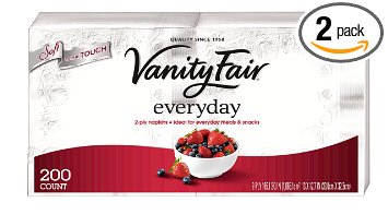 Vanity Fair Napkins Everyday, Family Pack, 400 ct (Pack of 2- 200 ct)