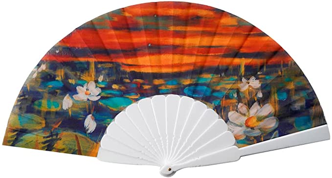 Salutto Hand Fan with Famous Painting Van Gogh & Gustav Klimt & Monet Painted Beautiful Fabric 2
