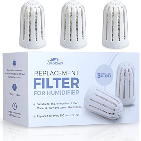 3 Replacement Filters For Aennon Cool Mist Ultrasonic Humidifier - Works For Some Other Brands As Well (3-Pack Humidifier Filter)