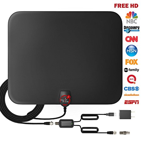 NEW 2018 VERSION HD Digital TV Antenna Kit High-Definition – Best 50 Miles Long Range with HDTV Amplifier Signal Booster for Indoor. Amplified 18ft Coax Cable. Support All formats. 1080p, 4K ready.