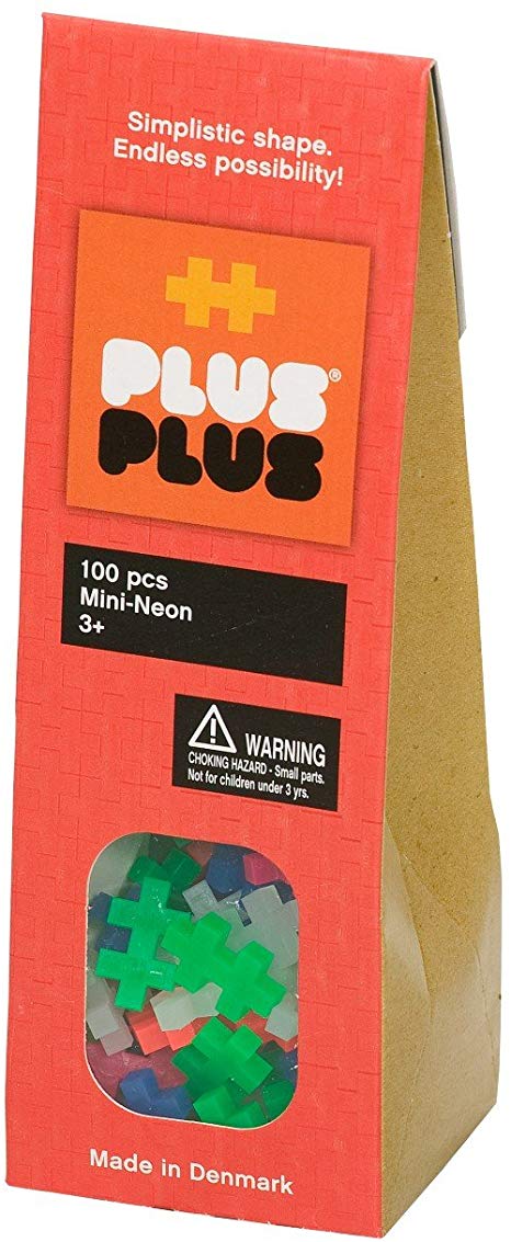 PLUS PLUS - Construction Building Toy, Open Play Set - 100 Piece - Neon Color Mix