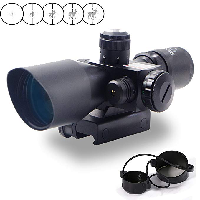 RioRand 2.5-10x40 Tactical Rifle Scope Red & Green Sight Dual Illuminated Mil-dot with Rail Mount