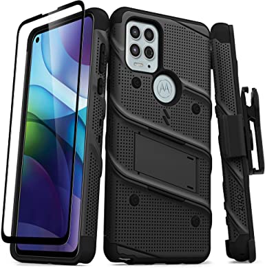 ZIZO Bolt Series for Moto G Stylus 5G (2021) Case with Screen Protector Kickstand Holster Lanyard - Black